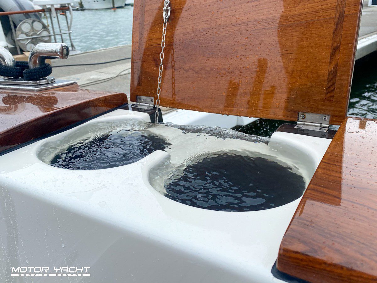 IMG_4093 Overhead view of Custom Built Tuna Tubes in a Maritimo 70